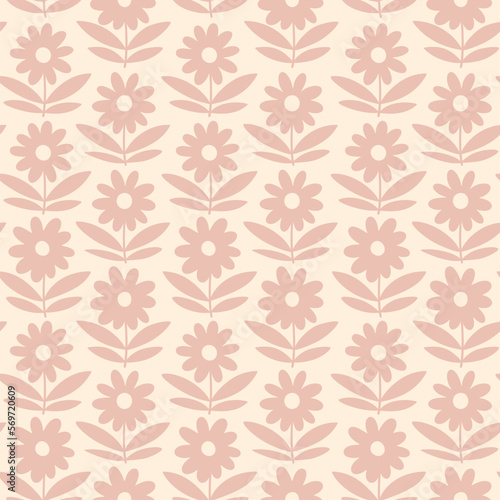 Seamless pattern with decorative doodle flowers, textile surface design, vector illustration
