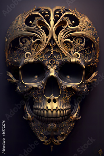 Mystical Allure An AI Created Digital Art Print Featuring a Spellbinding Skull 