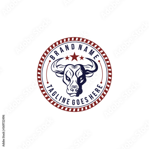 vintage bull logo design inspiration, vector eps 10