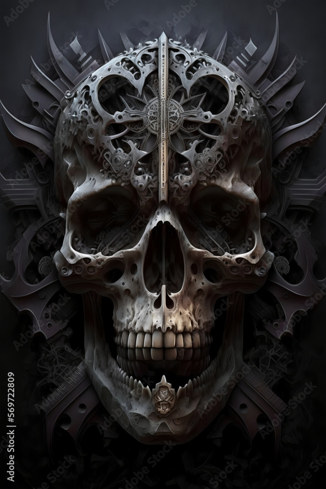 Mystical Allure An AI Created Digital Art Print Featuring a Spellbinding Skull Mystical Allure An AI Created Digital Art Print Featuring a Spellbinding Skull