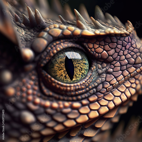 Detail very close to the eye of a reptile. Generative Aí © Vagner Castro