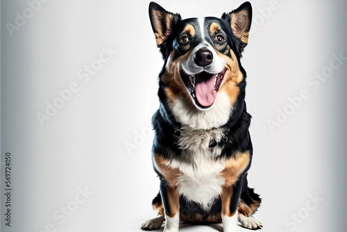 a dog is smiling on white background, Made by AI,Artificial intelligence © waranyu