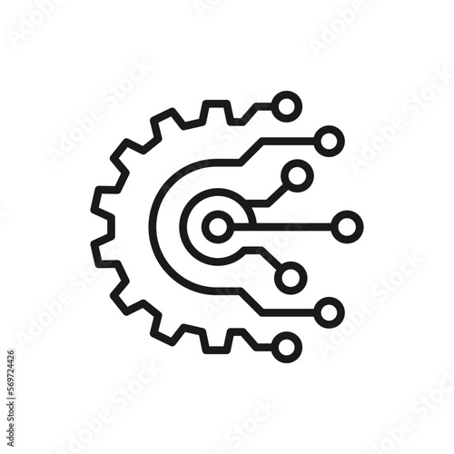 Digital technology gear icon concept isolated on white background. Vector illustration