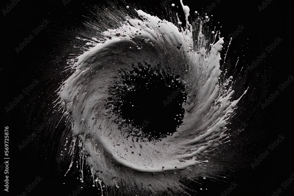 Image of a grey paint splatter in the shape of a circle, with the