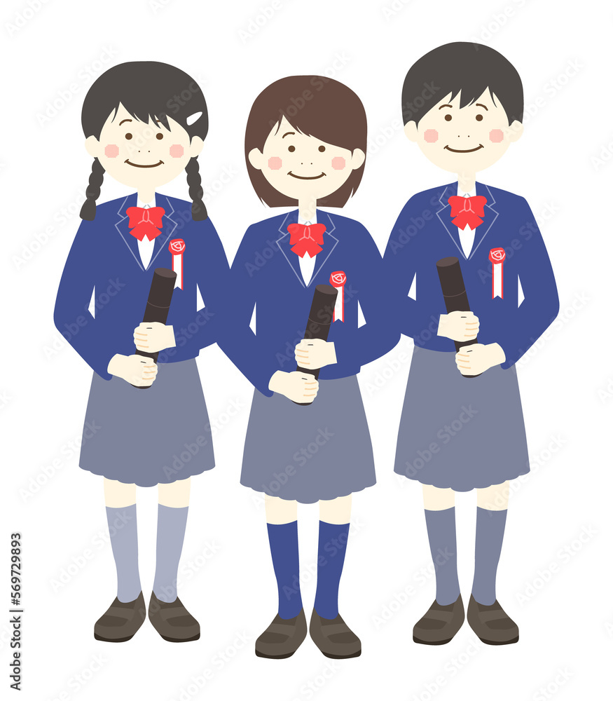 卒業式だった女子生徒3人 卒業式だった女子生徒3人
