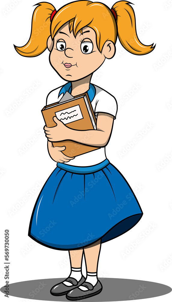 Ilustracion sin fondo de una colegiala agarrando un libro. ilustração ...