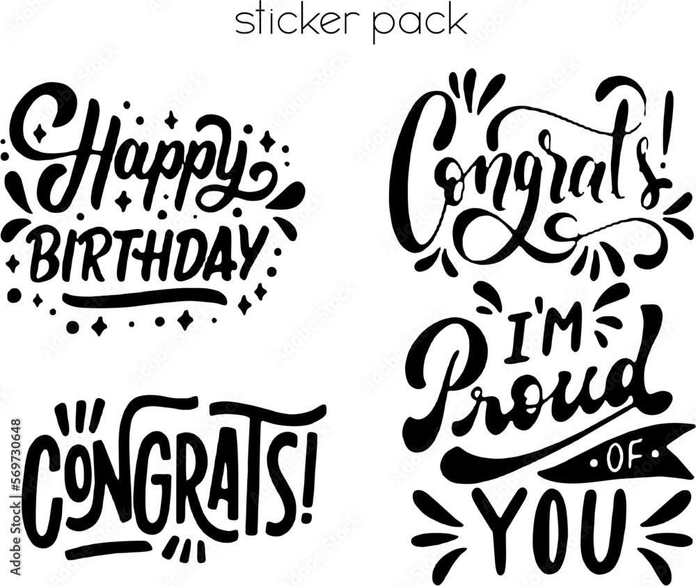 sticker happy birthday set of design elements