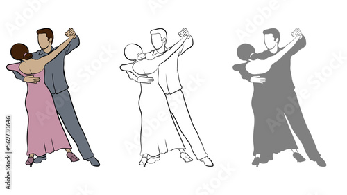 Dancers in Ballroom Design Set.