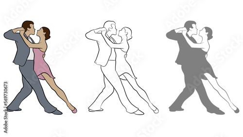 Dancers in Ballroom Design Set.