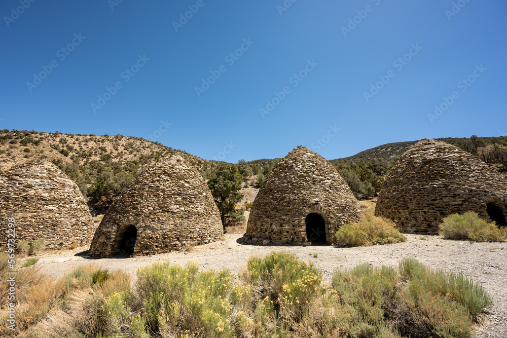 Group of Kilns In Death Valley Under Clear Blue Sky
