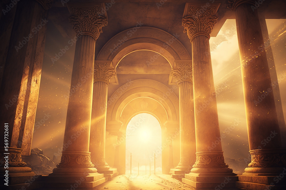 luz dourada da glória em pilares da sabedoria 
