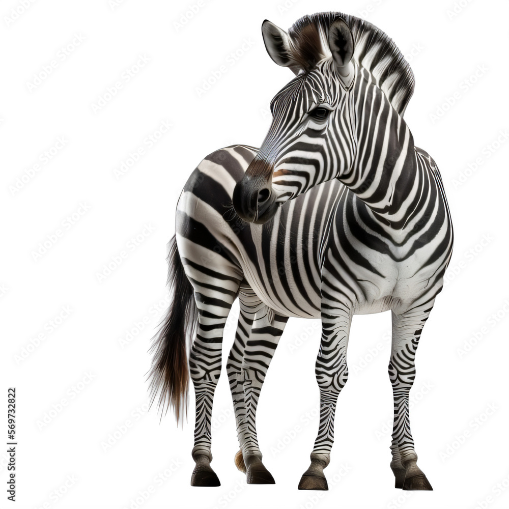 zebra on a transparent background png isolated Generative Ai - obrazy, fototapety, plakaty 