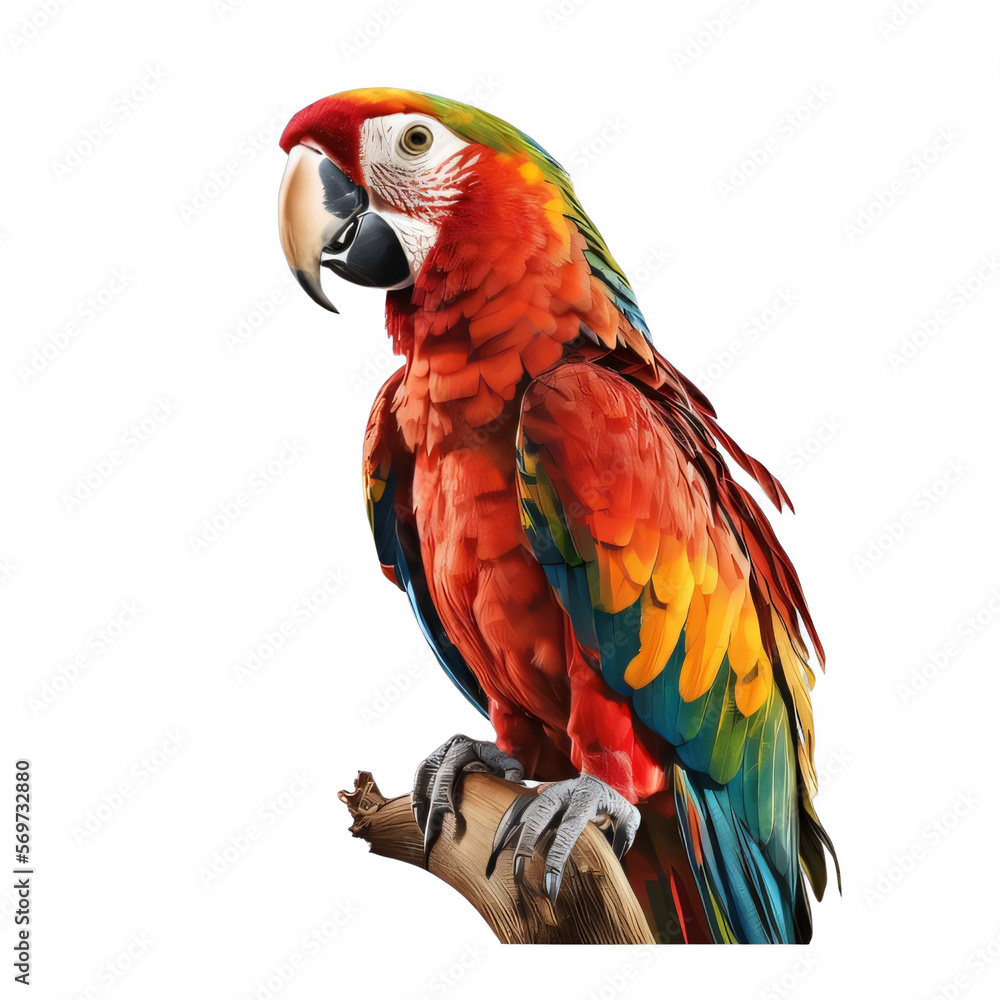 red macaw parrot on a transparent background png isolated Generative Ai