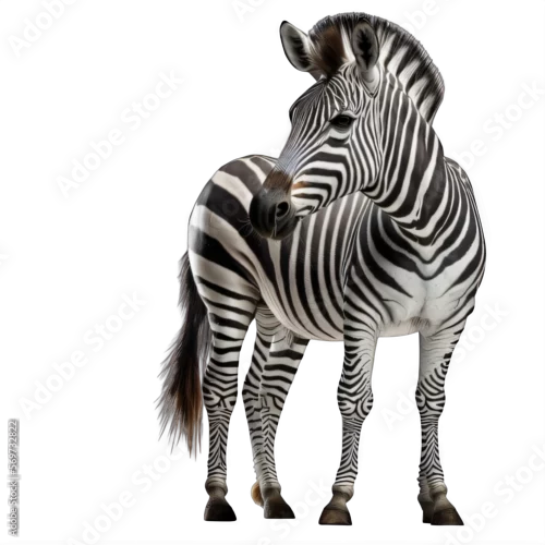 Obraz zebra on a transparent background png isolated Generative Ai