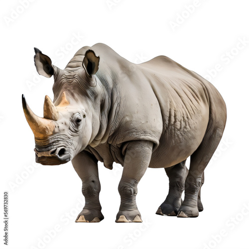 rhinoceros on a transparent background png isolated Generative Ai