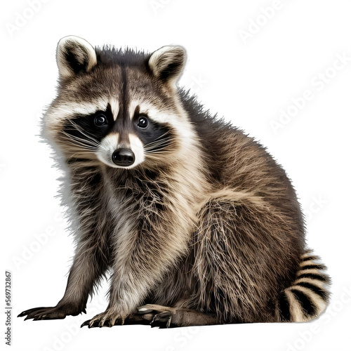raccoon on a transparent background png isolated Generative Ai photo
