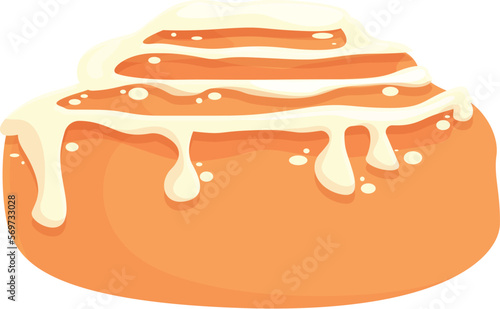 Milk cinnamon roll bun icon cartoon vector. Swirl pastry. Food sticky