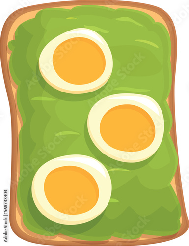 Egg avocado toast icon cartoon vector. Slice food. Green lunch