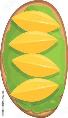 Lemon avocado toast icon cartoon vector. Bread slice. Wheat meal