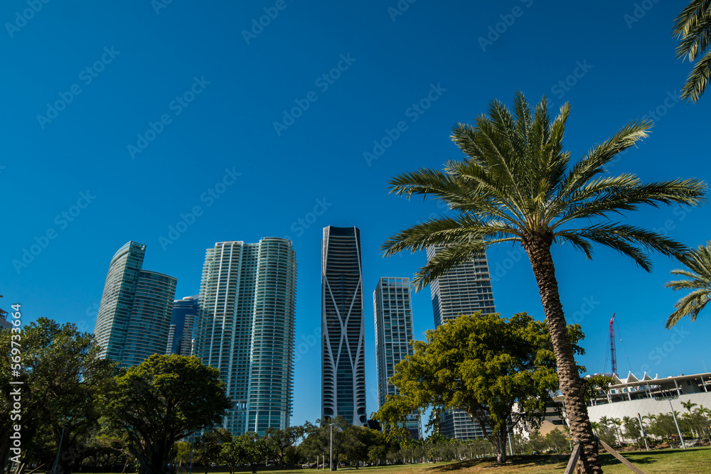 Downtown of the city of Miami, USA. Miami Skyline. modern building in miami city florida usa america. 
