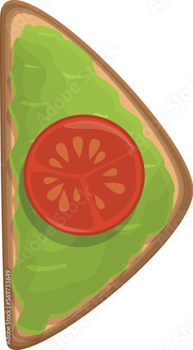 Tomato avocado toast icon cartoon vector. Meal bread. Food lunch