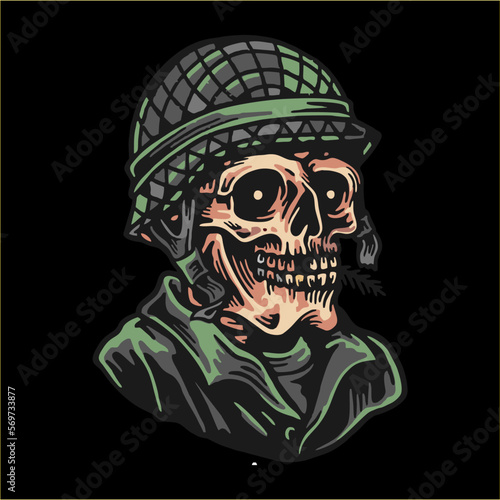 Illustrator Skull Soldier with War helmet and use Army free vector