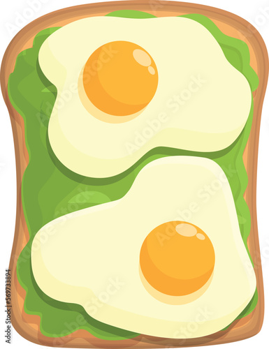 Egg avocado toast icon cartoon vector. Wheat food. Meal whole