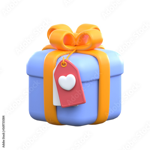 3d rendering GIFT BOX WITH TAG valentine icon