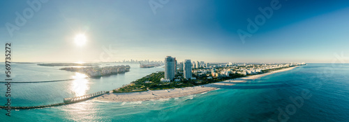 North Miami Beach Sunny Isles Beach Aerial Photo. Miami beach. Panoramic view of the downtown Miami skyline, Florida, USA.  photo