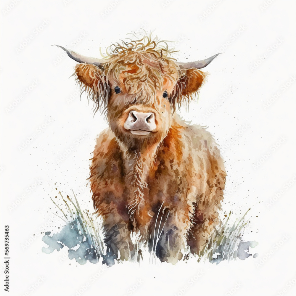 Fergus Highland cow - obrazy, fototapety, plakaty 