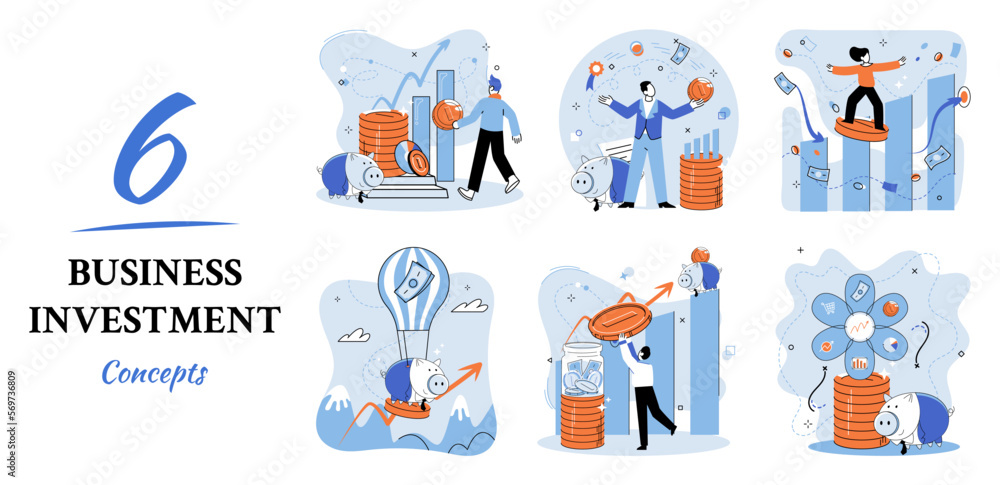 Business investment metaphor. Investment capital for profit and income multiplying. Buying shares and funds, modern economy. Investor strategy, financing business activities. Active or passive income Business investment metaphor. Investment capital for profit and income multiplying. Buying shares and funds, modern economy. Investor strategy, financing business activities. Active or passive income