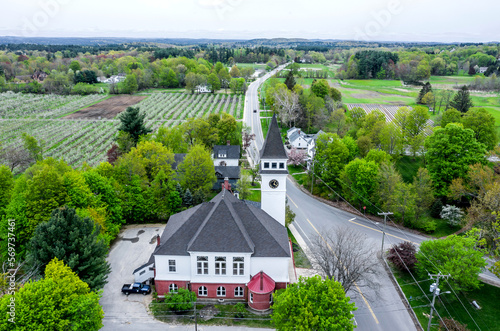 Aerial view of Hollis, New Hampshire in late spring  photo
