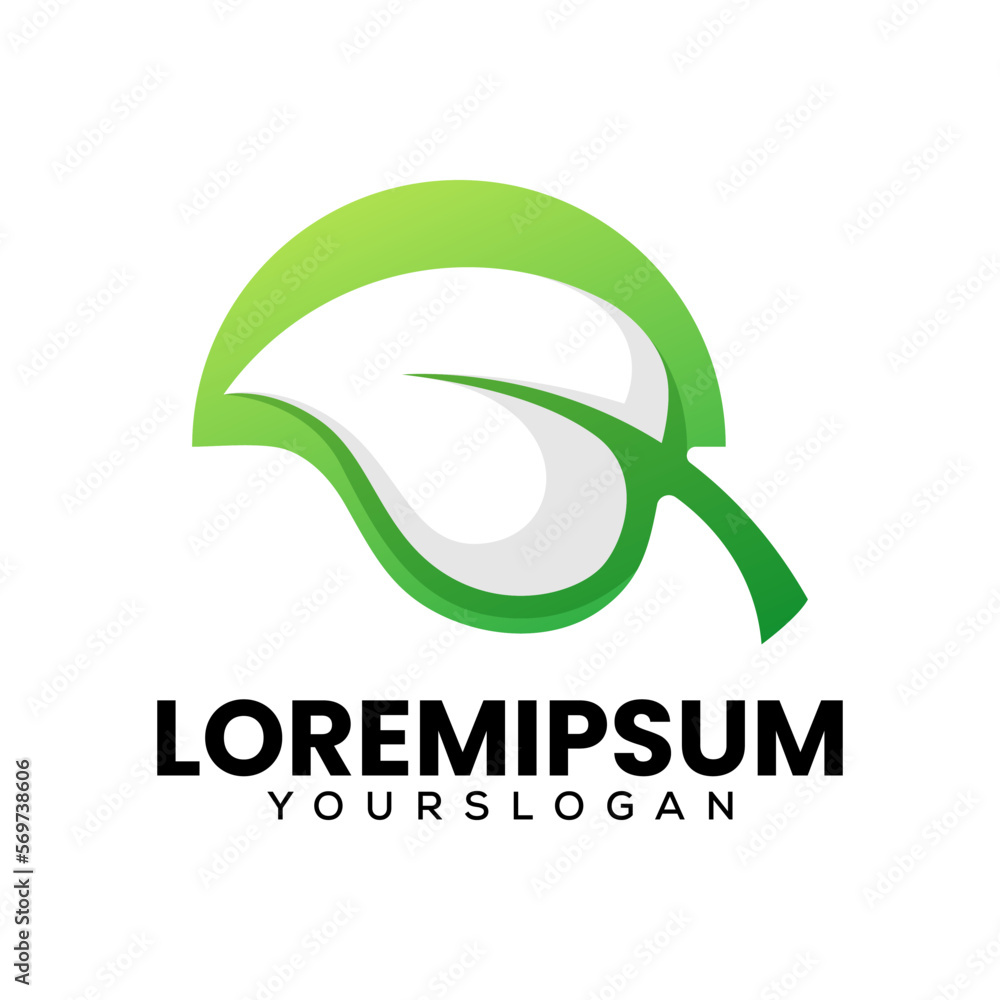 Fototapeta premium gradient leaf logo design vector
