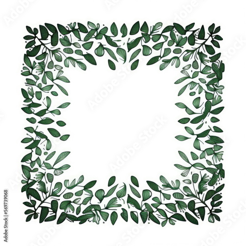 textile repeat pattern of green leaf frame with white background, vector illustration, Made by AI,Artificial intelligence