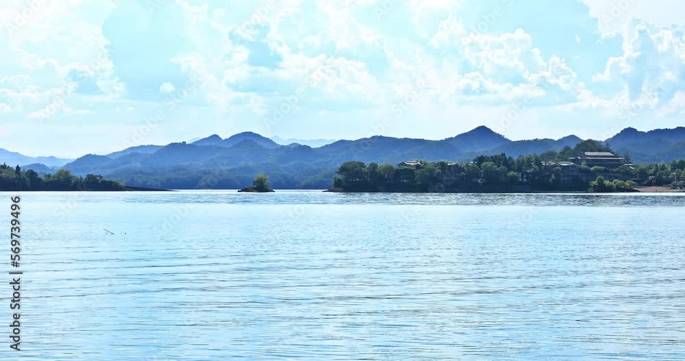 Beautiful lake and green mountain natural scenery in Thousand Island Lake, Hangzhou, Zhejiang Province, China. Beautiful lake and green mountain natural scenery in Thousand Island Lake, Hangzhou, Zhejiang Province, China.