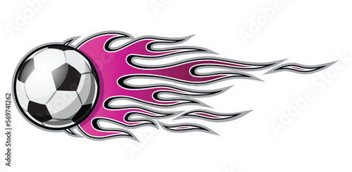 Football soccer ball icon with fire flame vector graphic. Ideal for sticker, decal, sport logo design element, car and motorcycle decoration.