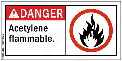 Acetylene sign and labels flammable