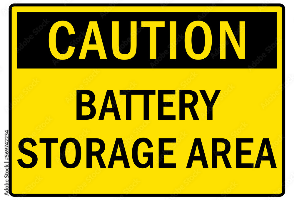 Battery storage area sign and labels