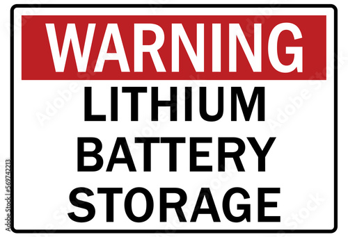 Lithium battery storage sign and labels 