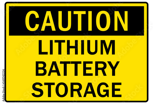 Lithium battery storage sign and labels 