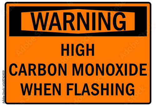 Carbon monoxide sign and labels high carbon monoxide when flashing