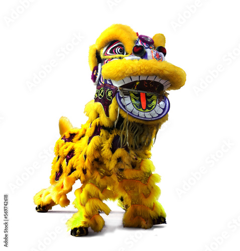 Chinese New Year lion dance celebration in close up