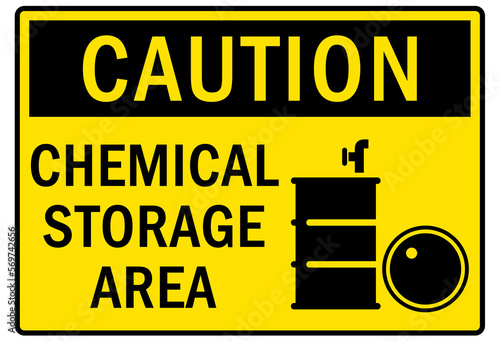 Chemical storage area sign and labels