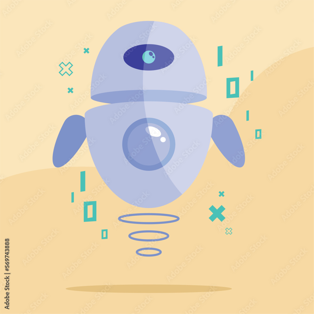 Obraz premium electronic robot floating