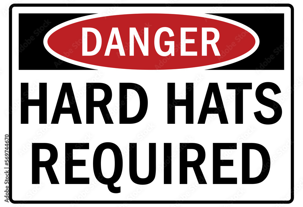Hard hat sign and labels hard hat required Hard hat sign and labels hard hat required