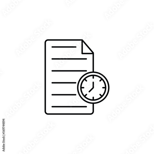 document and clock icon. outline icon © van