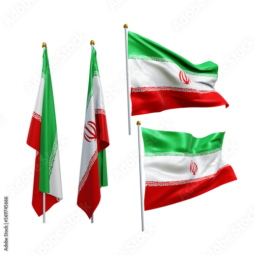 Photos 3d rendering iran western asia flag fluttering and no fluttering