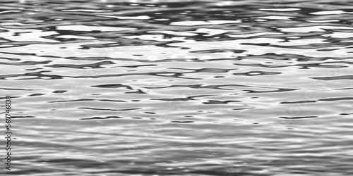 Seamless realistic water ripples and waves transparent texture overlay. Glistening clear refreshing ocean or sea summer repeat pattern background. Grayscale displacement or height map 3D rendering. photo
