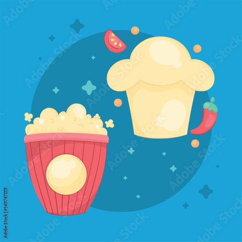 pop corn and chef hat