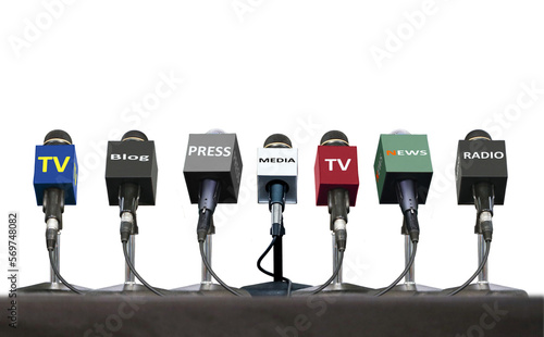 Microphones set-up during press interview